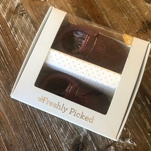 Freshly Picked Burgundy Baby Mocassins - Size 3